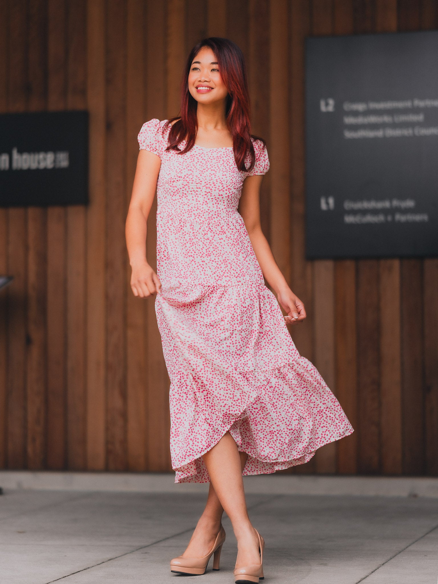 Elaya Maxi Dress - red ditsy floral