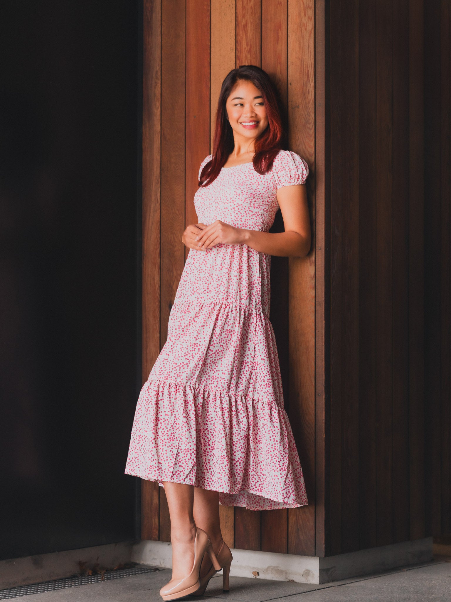 Elaya Maxi Dress - red ditsy floral