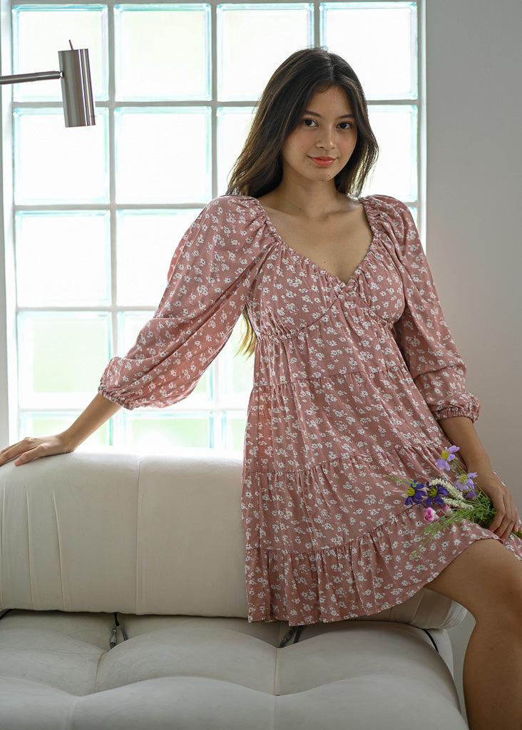 Caroline baby doll dress - Pastel Blush Floral