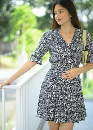 Claire Mini Dress - black floral
