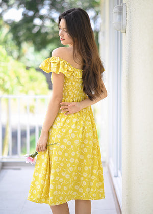 Naira Midi dress - Yellow floral