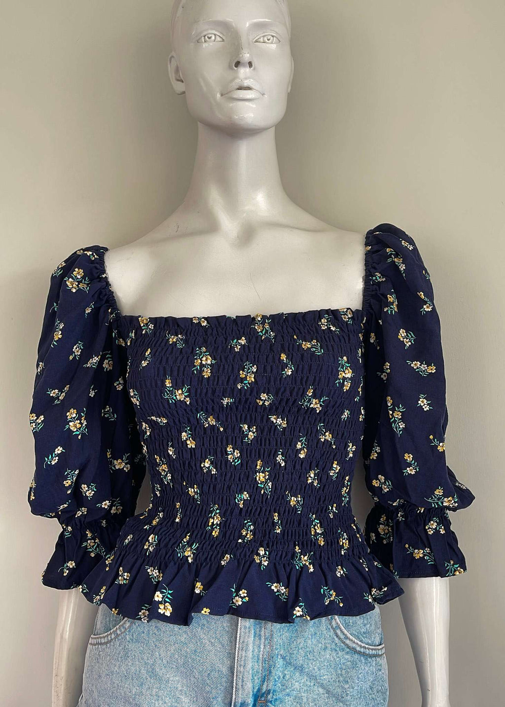 Carmi Top - blue jasmin floral