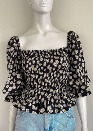 Carmi Top - daisy white floral
