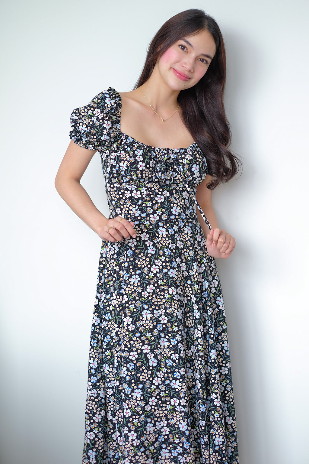 Camilla midi dress - black floral