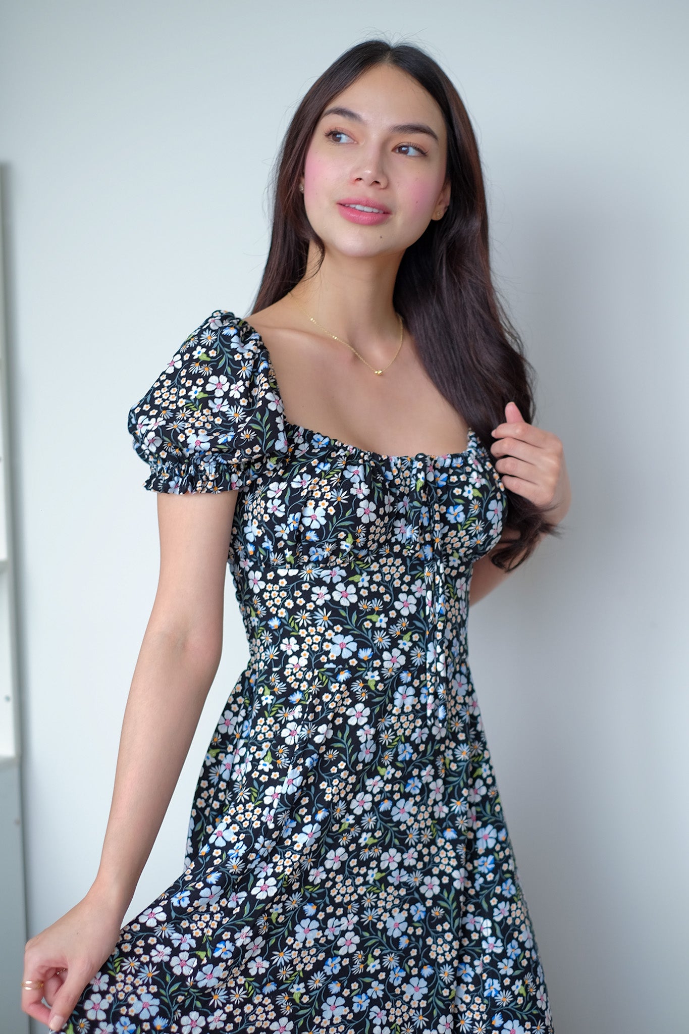 Camilla midi dress - black floral