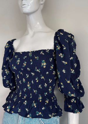 Carmi Top - blue jasmin floral