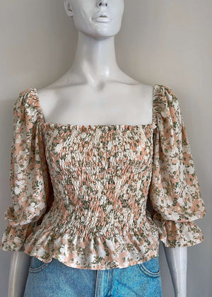 Carmi Top - peach beige floral