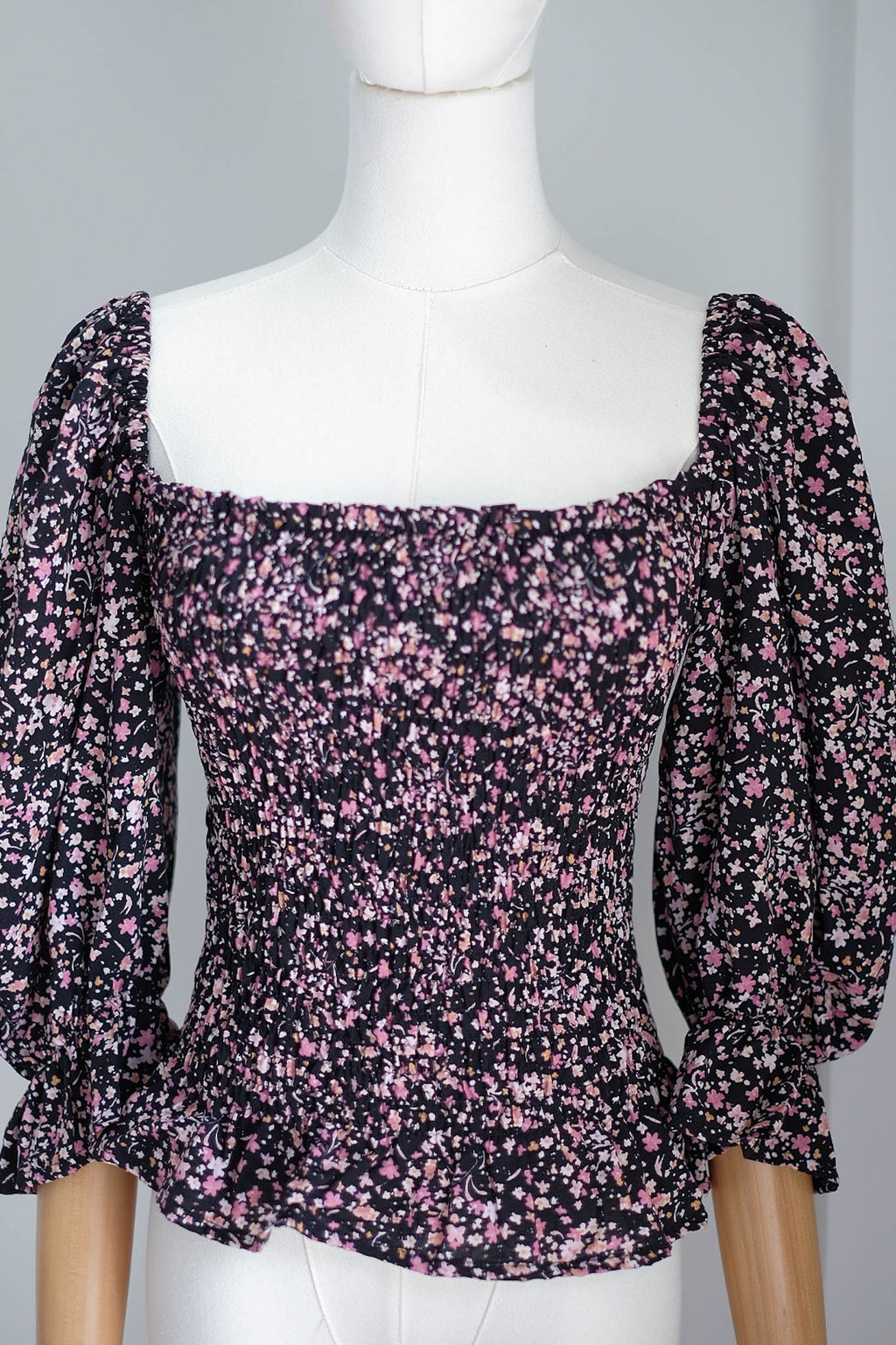 Carmi Top - black purple floral