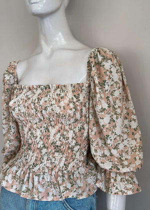 Carmi Top - peach beige floral