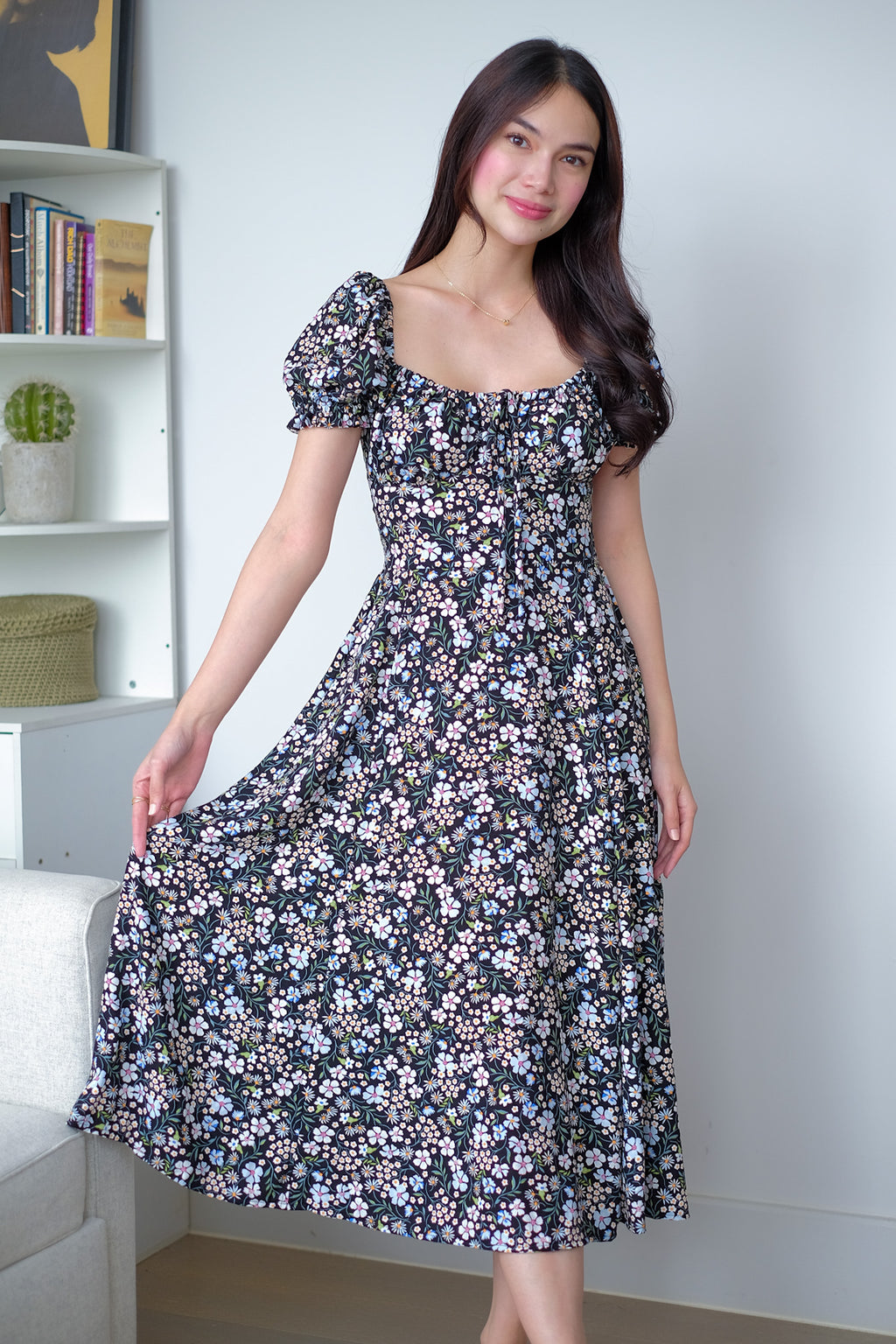 Camilla midi dress - black floral