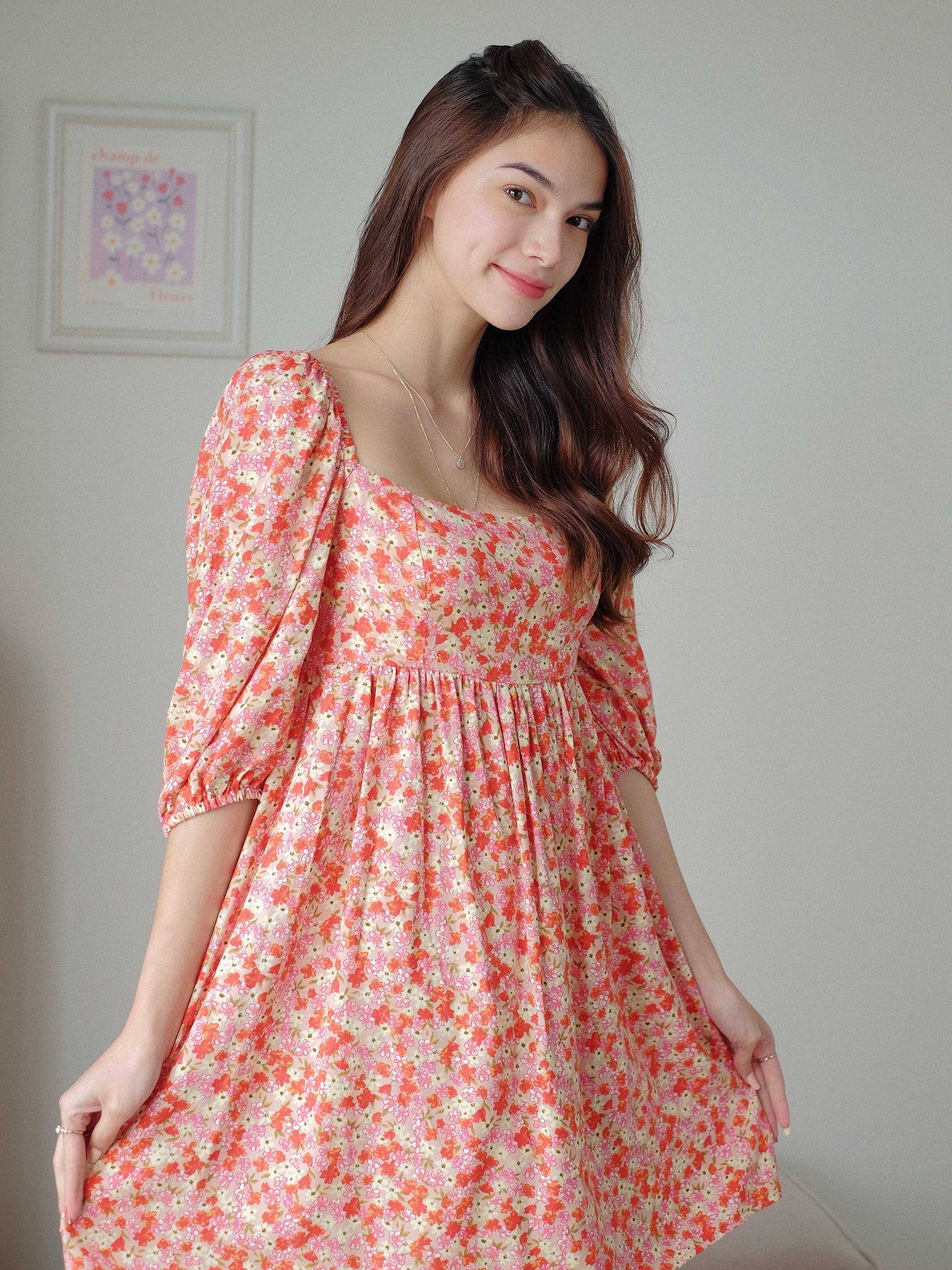 Anna mini dress - Red floral