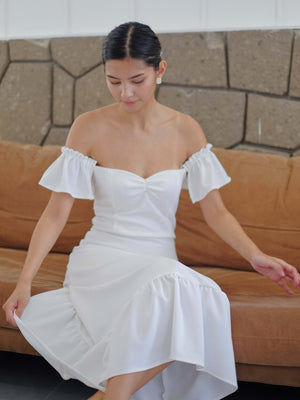 Avery Midi Dress - white dove