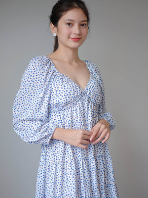 Caroline baby doll dress - blue peony
