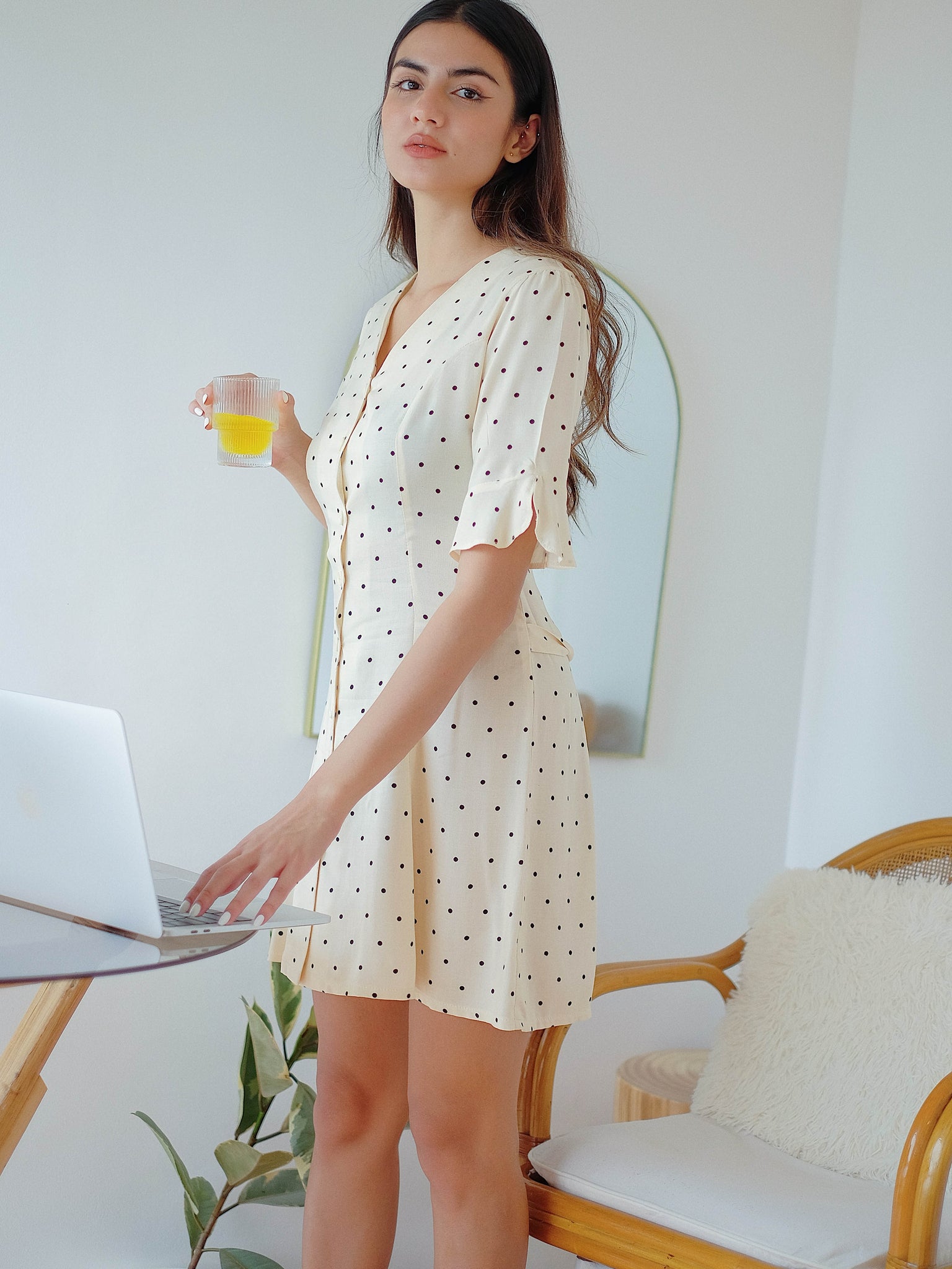 The Claire mini dress - dotted cream