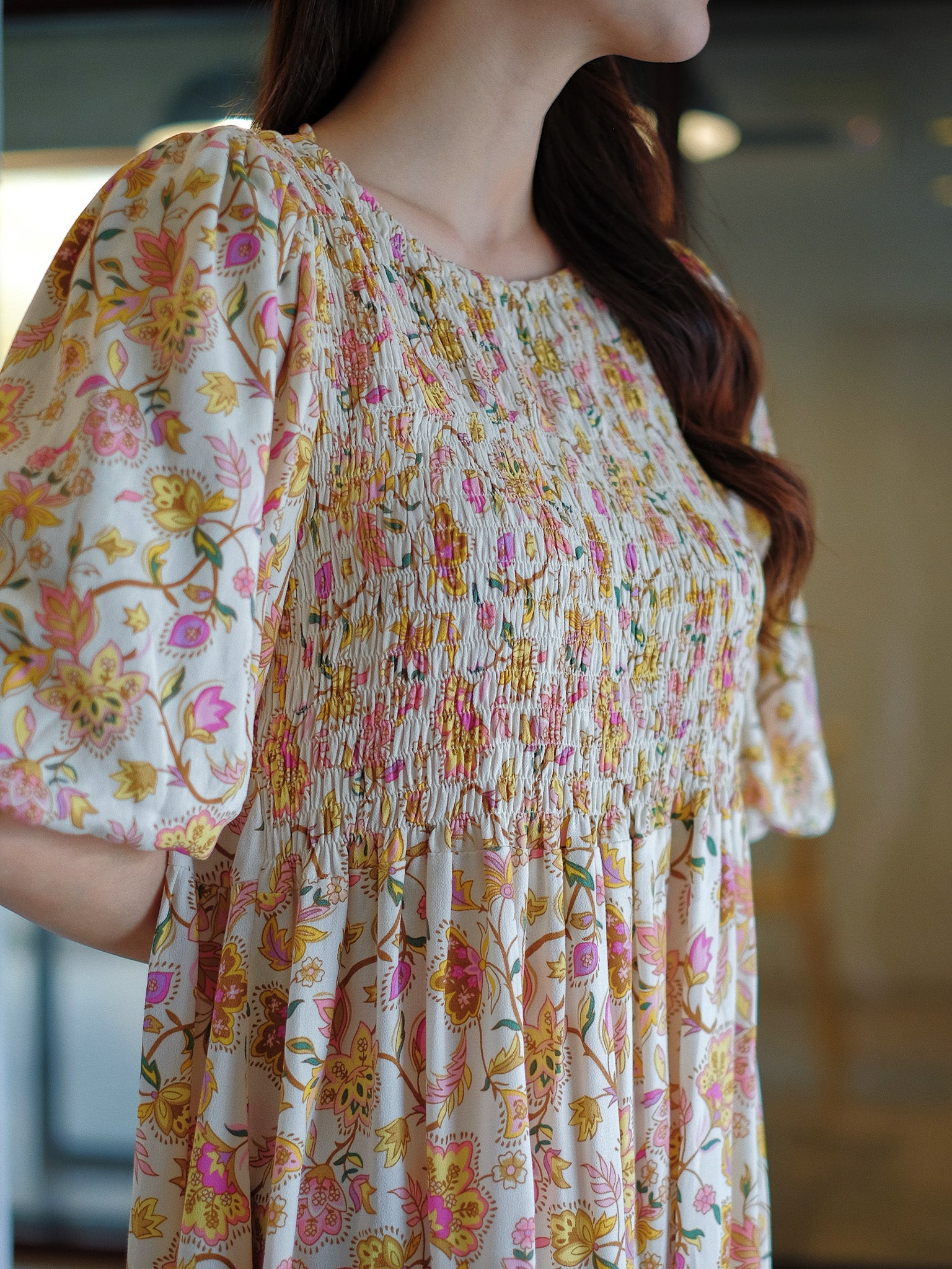 Laura mini dress - Cream floral