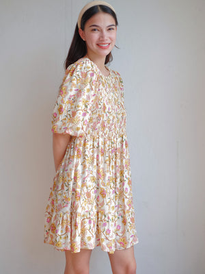 Laura mini dress - Cream floral
