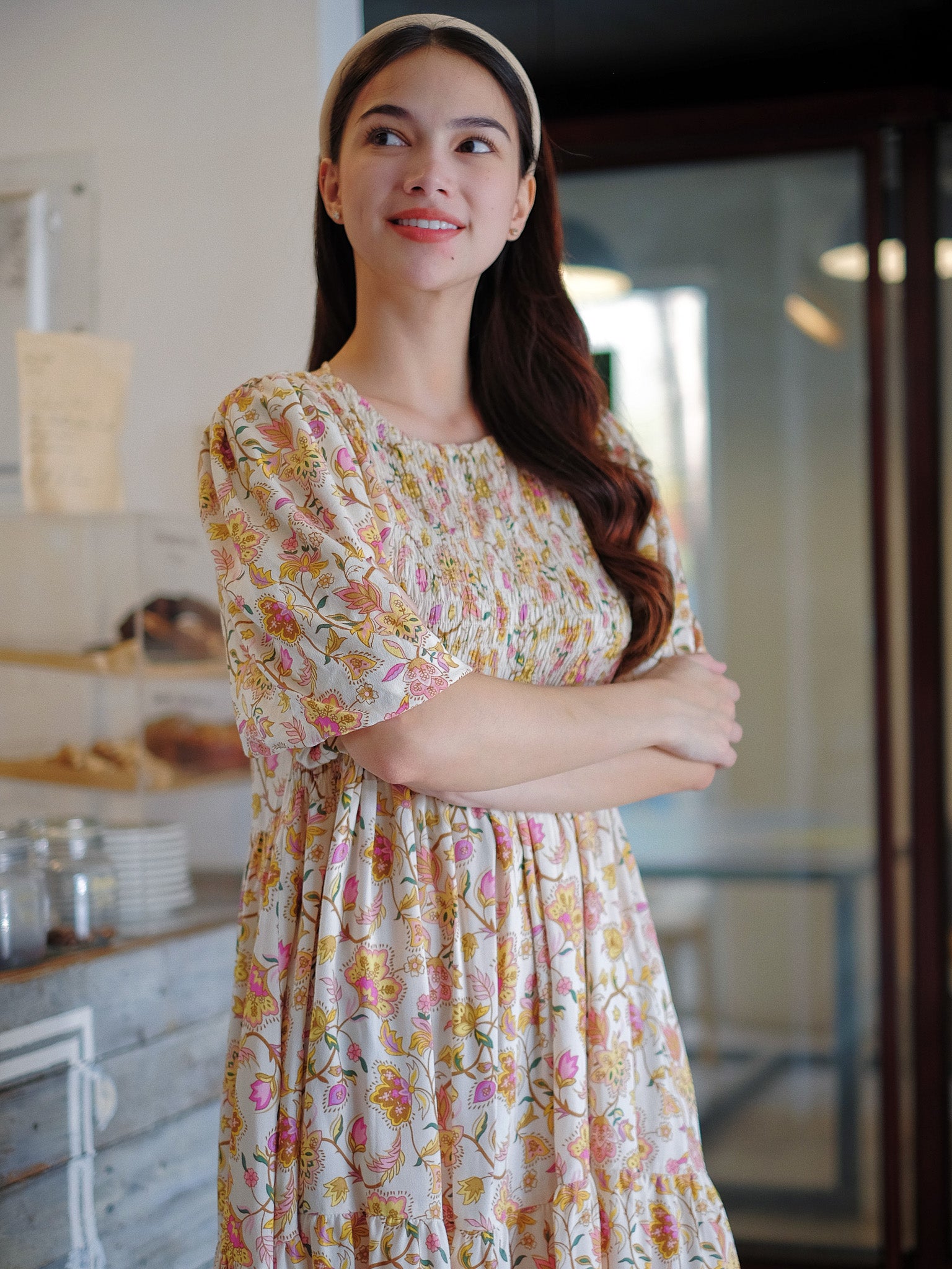 Laura mini dress - Cream floral