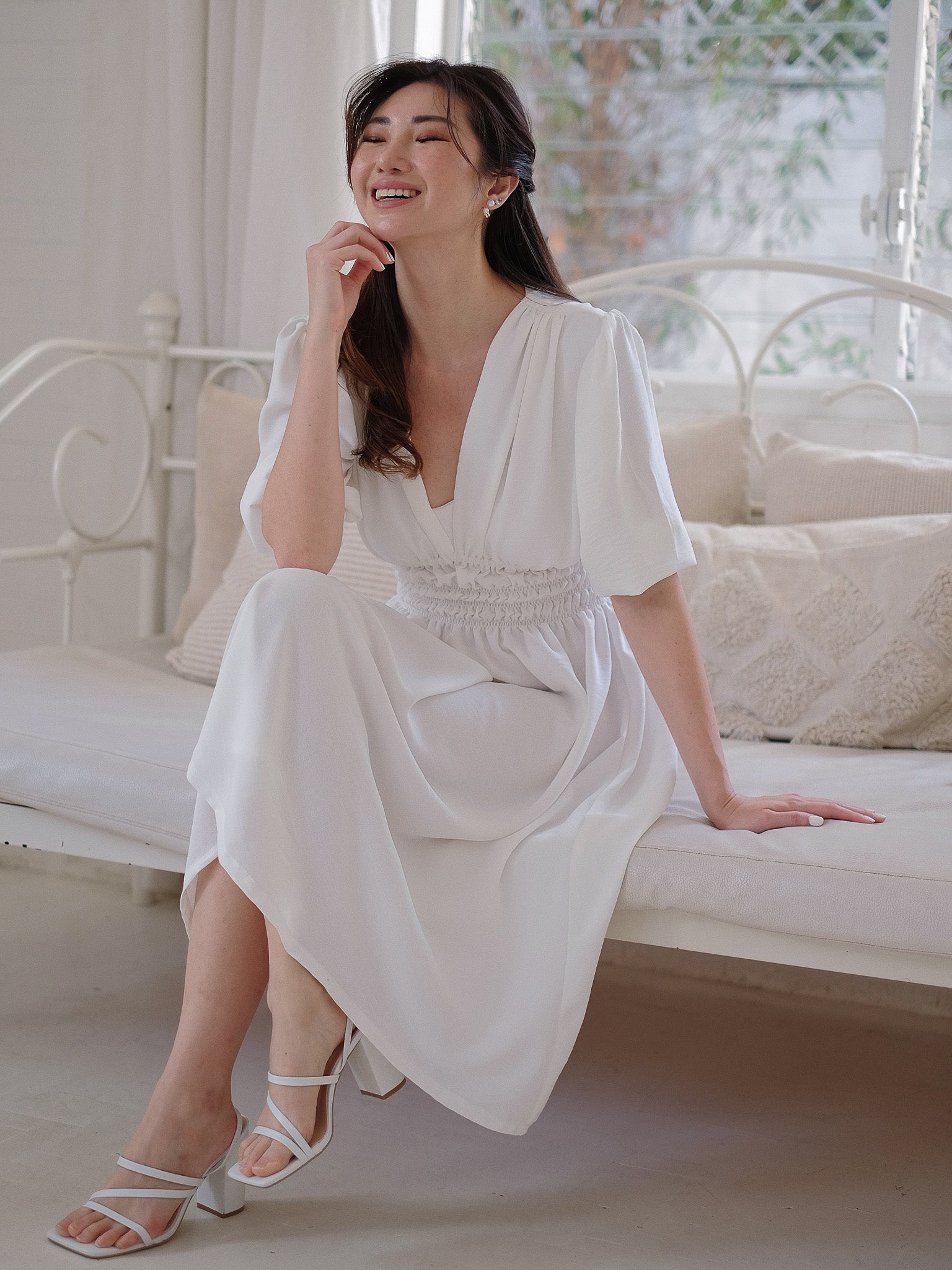 April midi dress - white