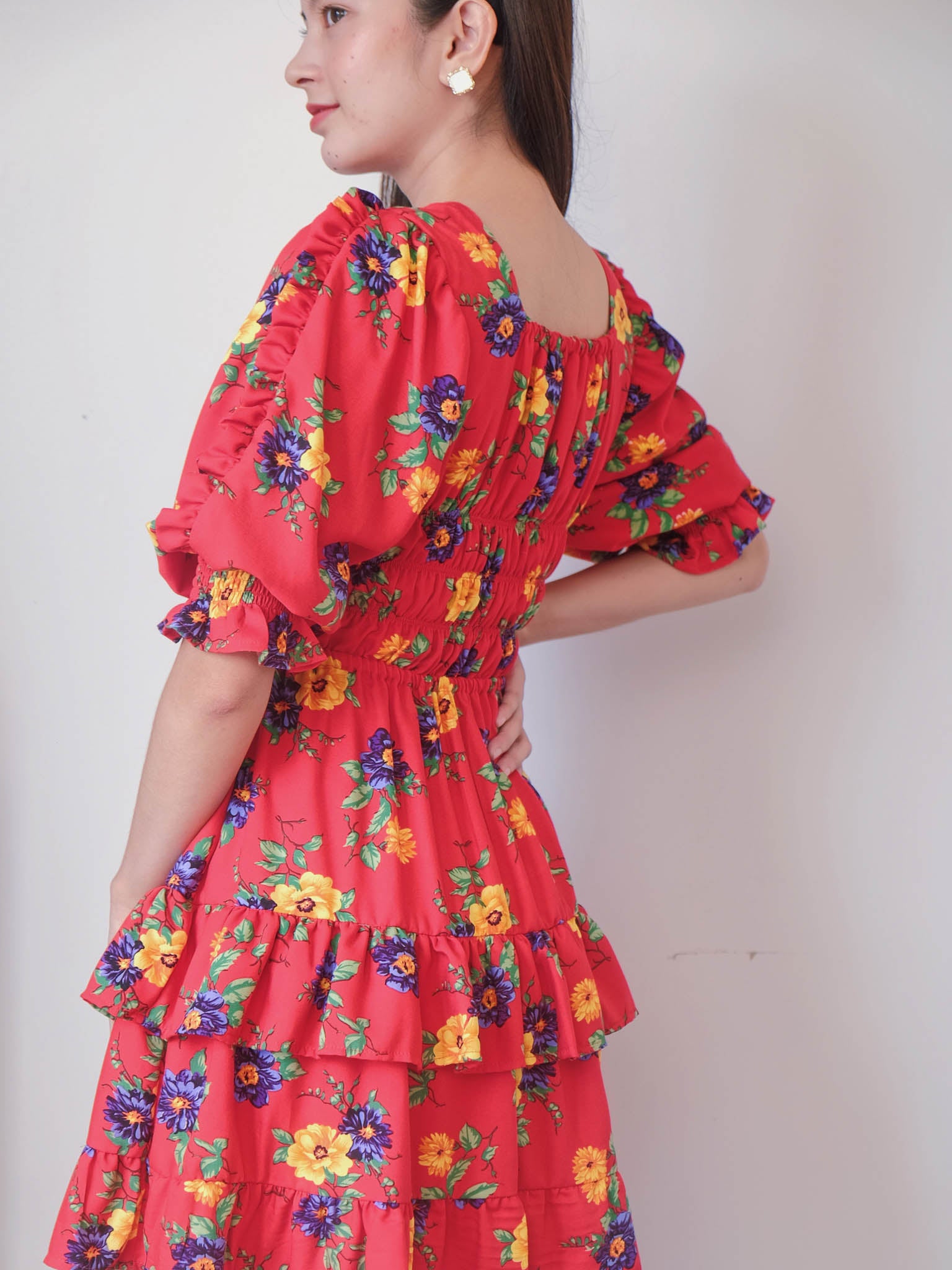 Sarah mini dress - red floral