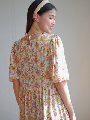 Laura mini dress - Cream floral