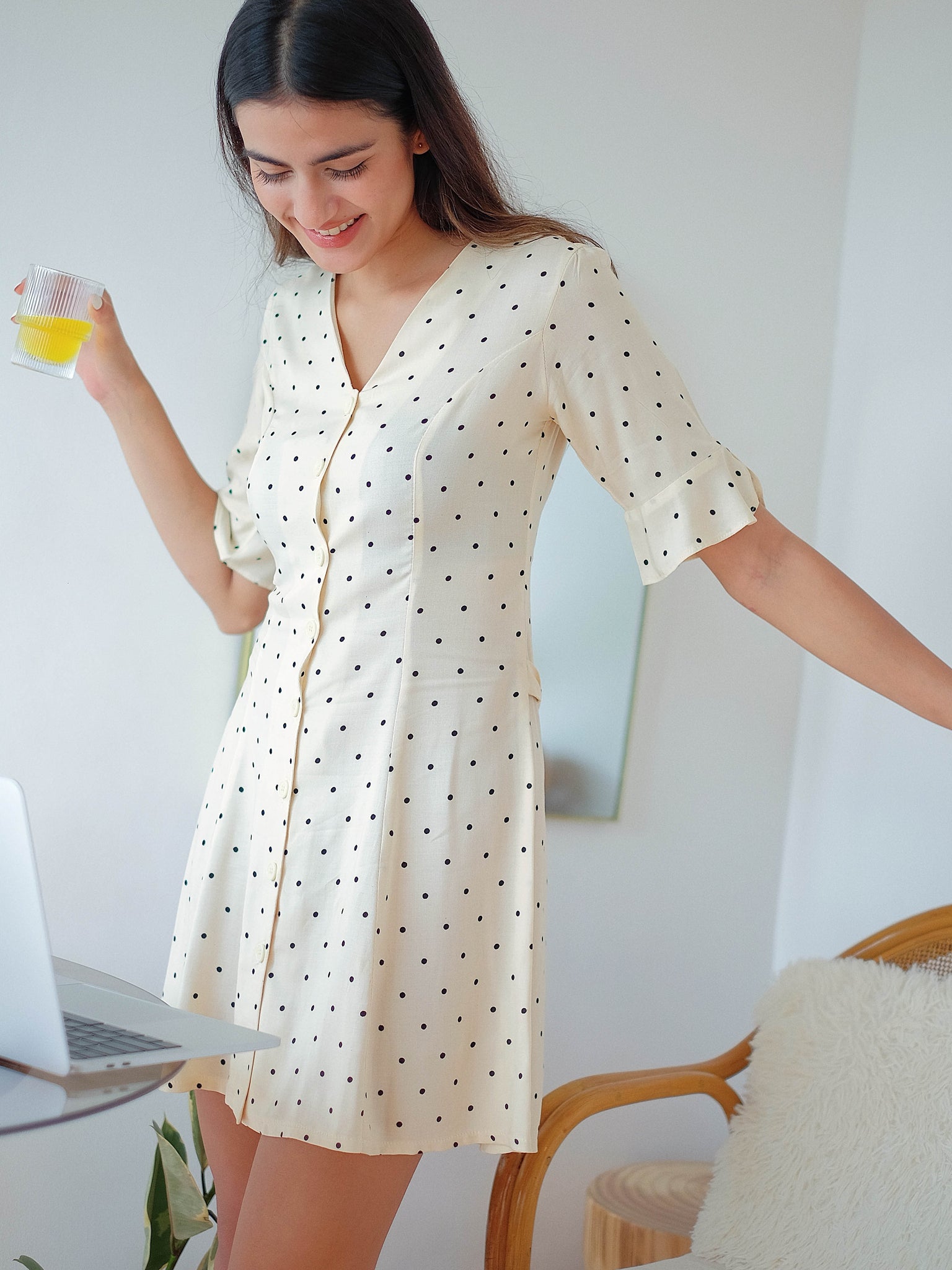 The Claire mini dress - dotted cream