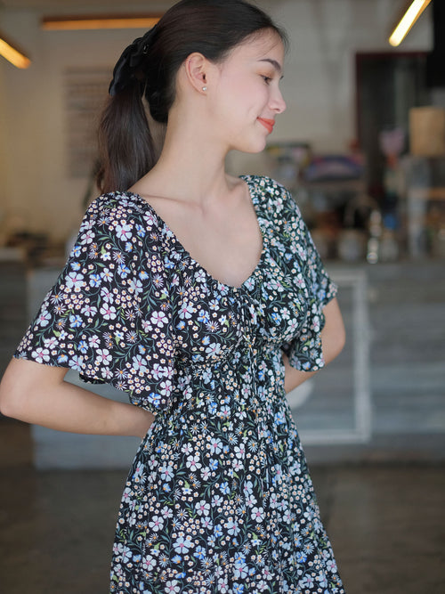 Alliyah mini dress - black floral (old version)