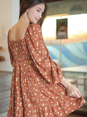 Caroline baby doll dress - Pecan brown