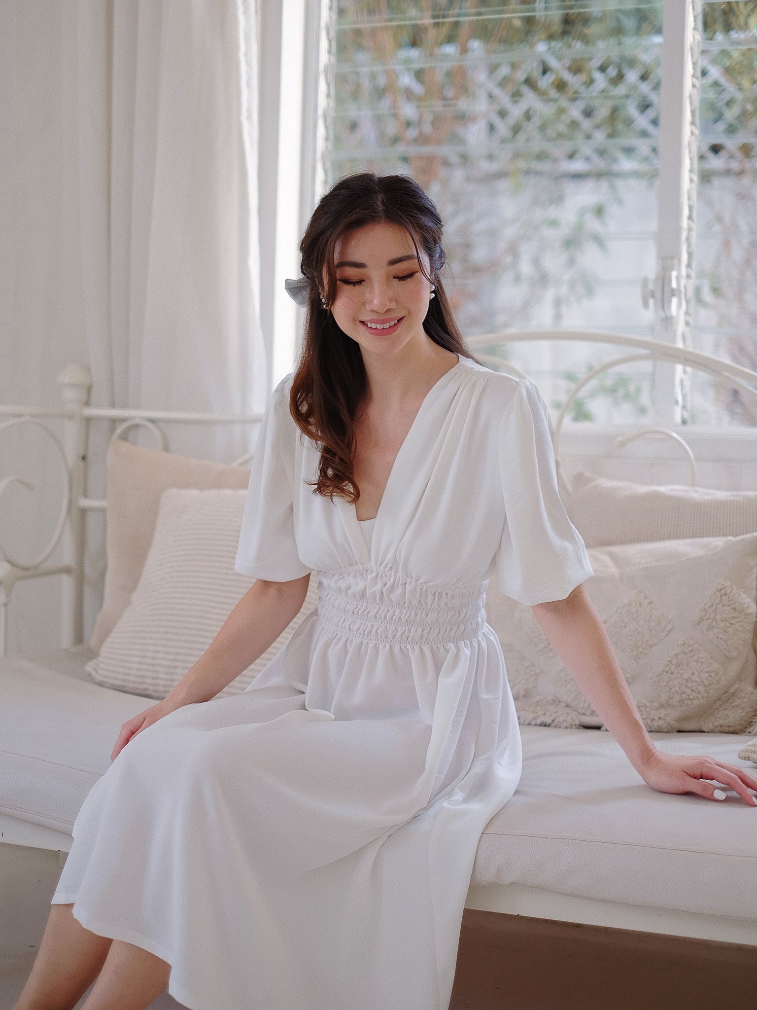 April midi dress - white