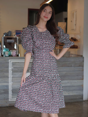 Shelby Midi Dress - Retro print