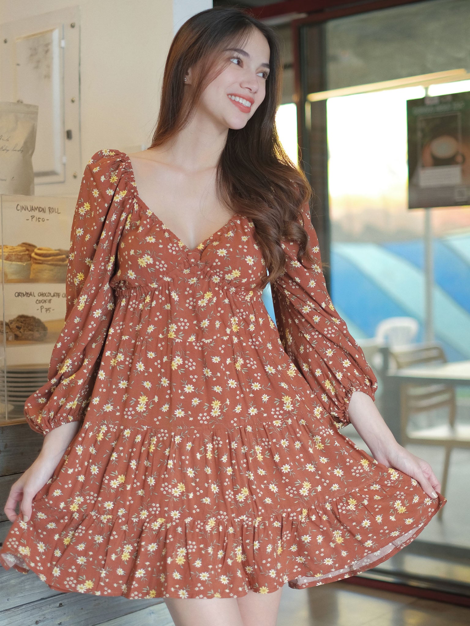 Caroline baby doll dress - Pecan brown