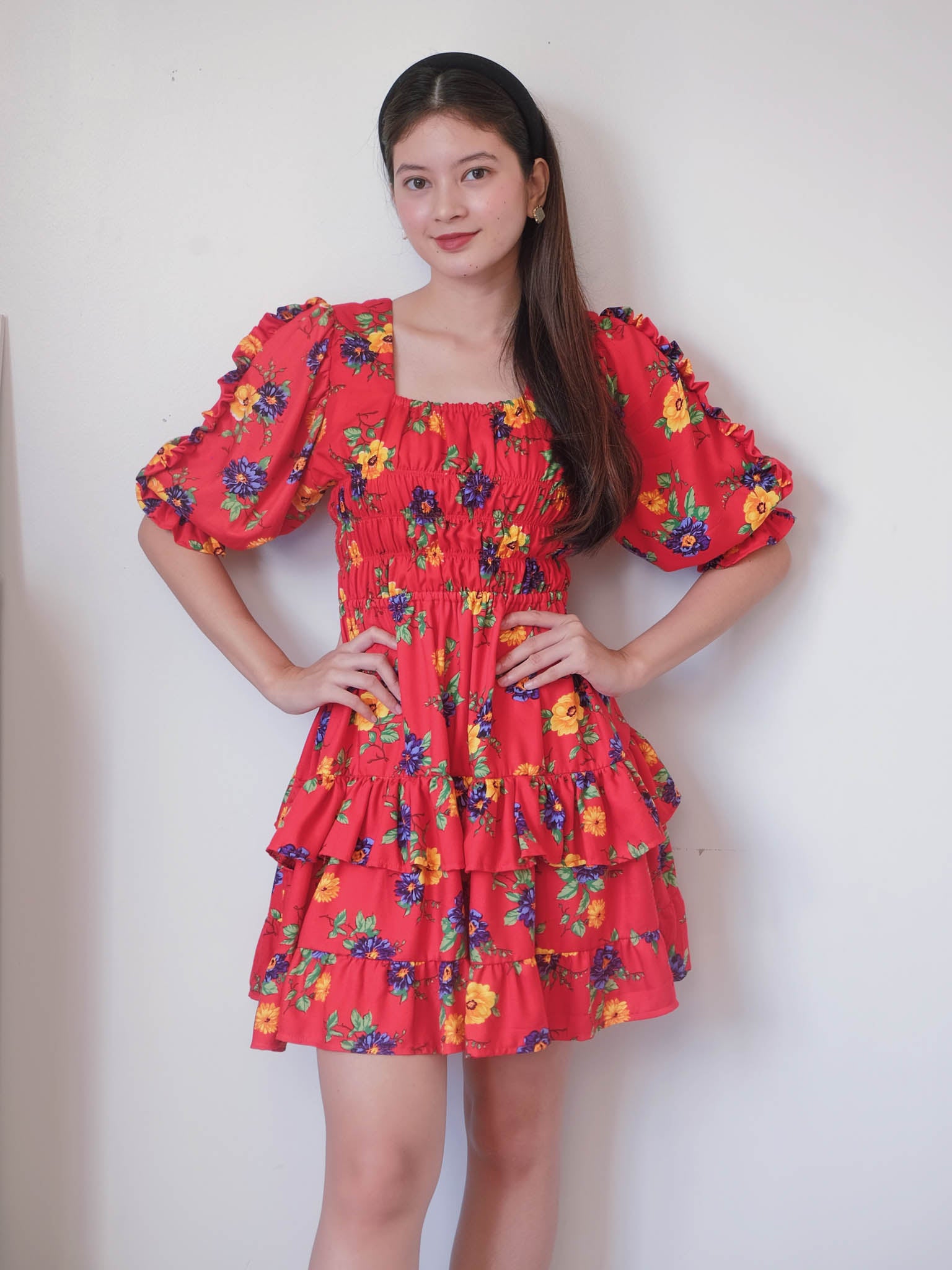 Sarah mini dress - red floral