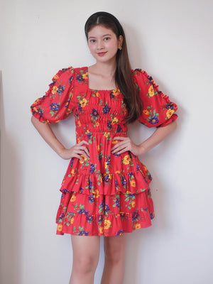 Sarah mini dress - red floral