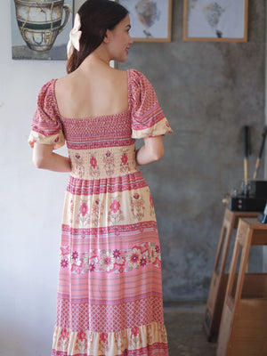 Jasmine midi dress - peach boho print