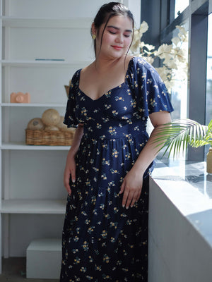 Barbara Midi dress - navy blue