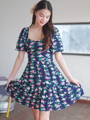 Greta knee length dress - Navy blue