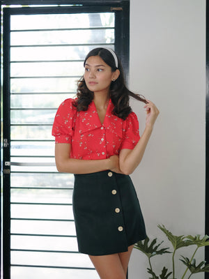 Belinda Top - scarlet floral