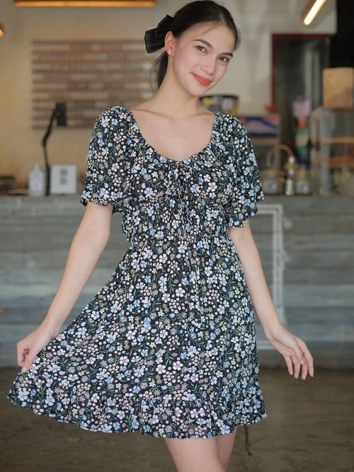Alliyah mini dress - black floral (old version)