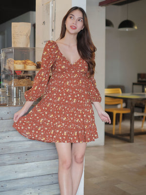 Caroline baby doll dress - Pecan brown