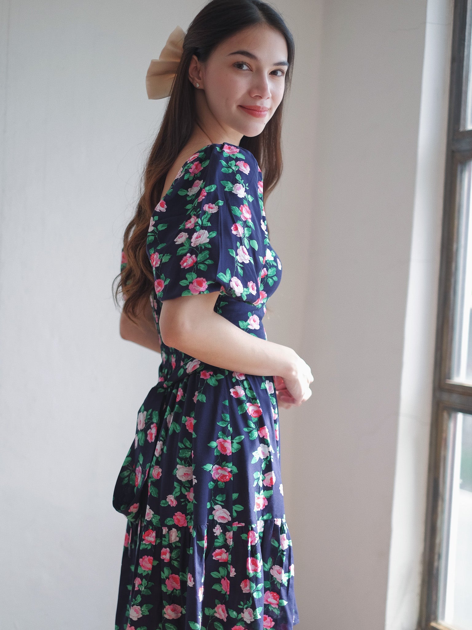 Greta knee length dress - Navy blue