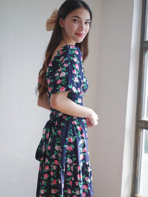 Greta knee length dress - Navy blue