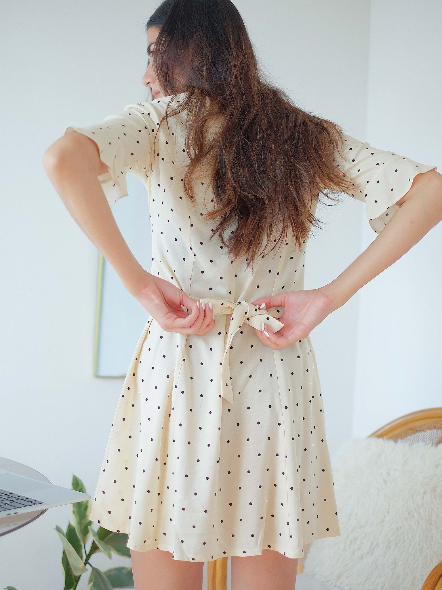 The Claire mini dress - dotted cream