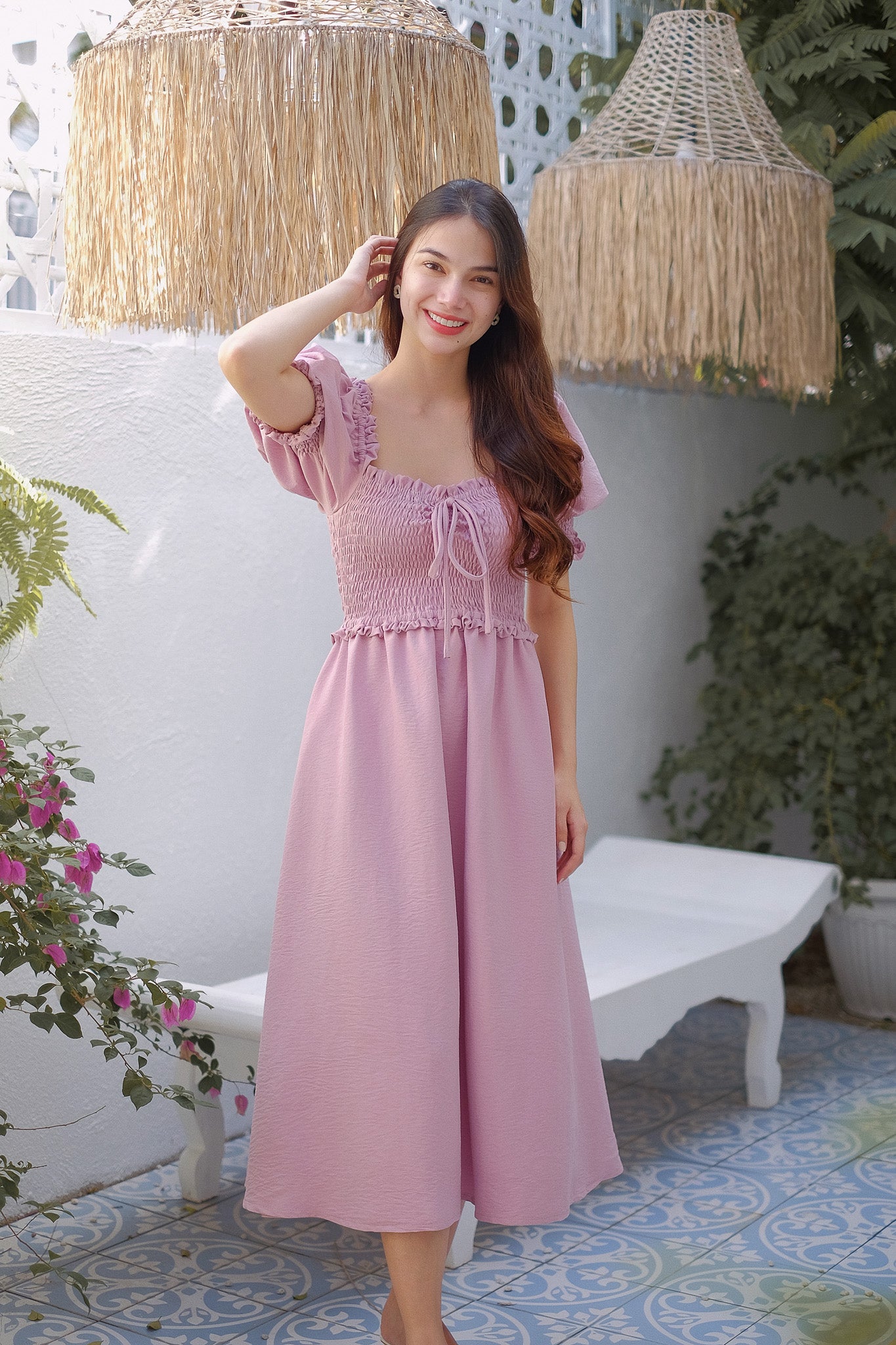 Ava Midi Dress - lavender pink
