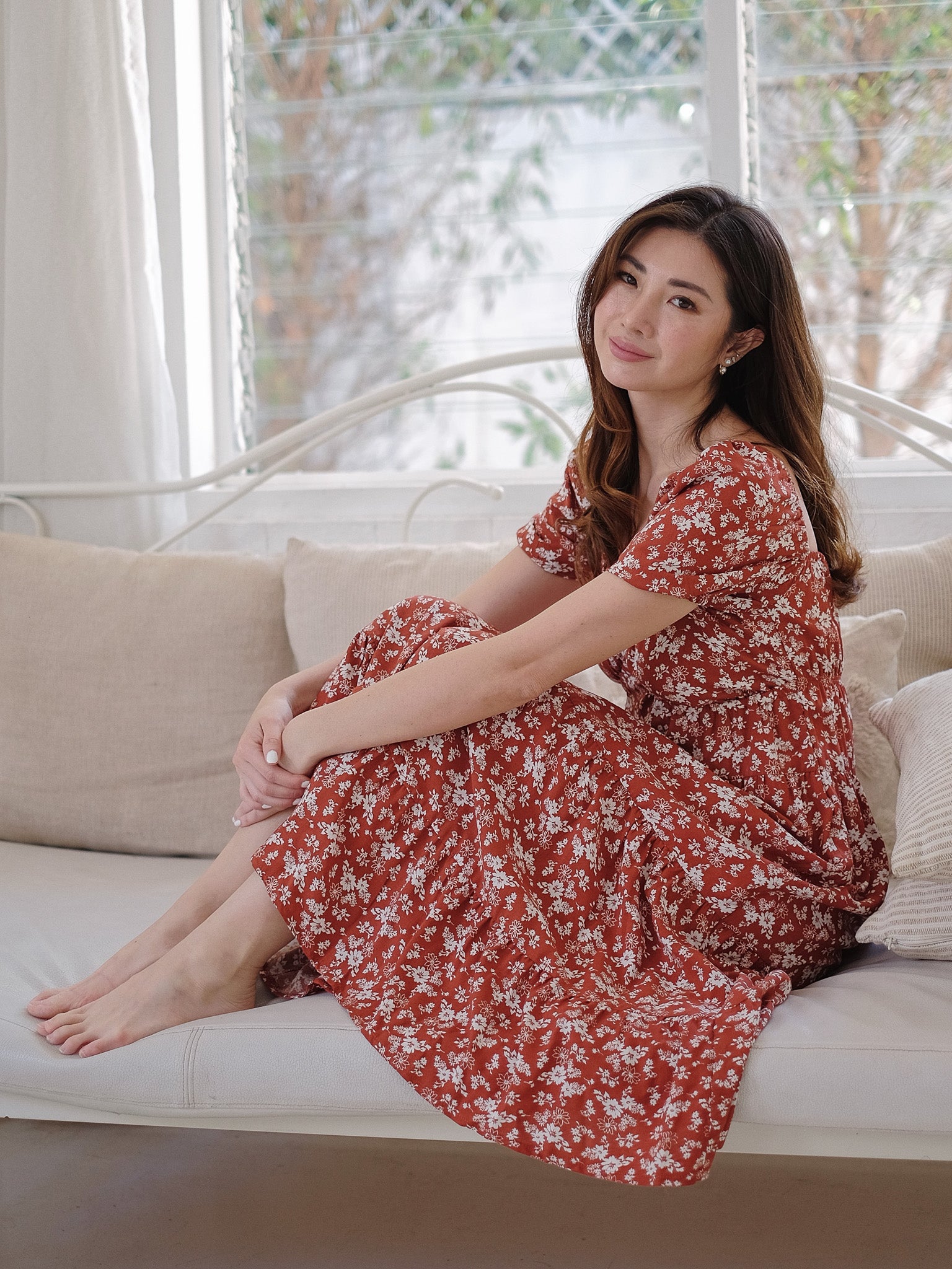 Caroline Midi Dress - cinnamon florals