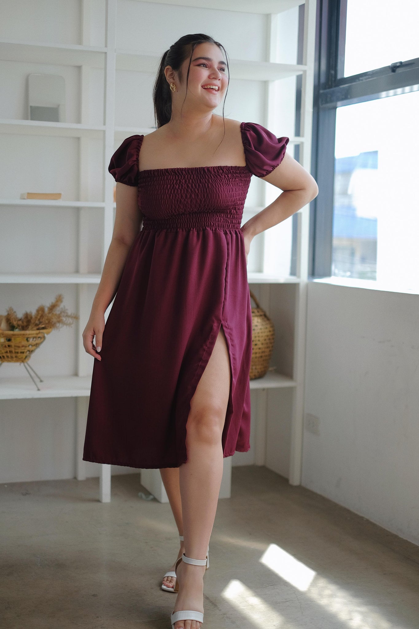 Mia knee length - Burgundy