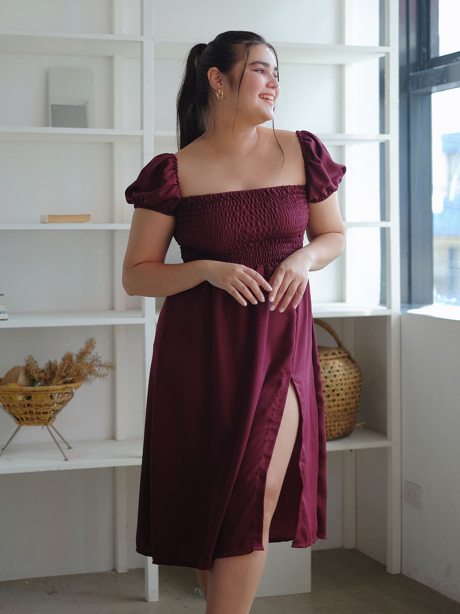 Mia knee length - Burgundy