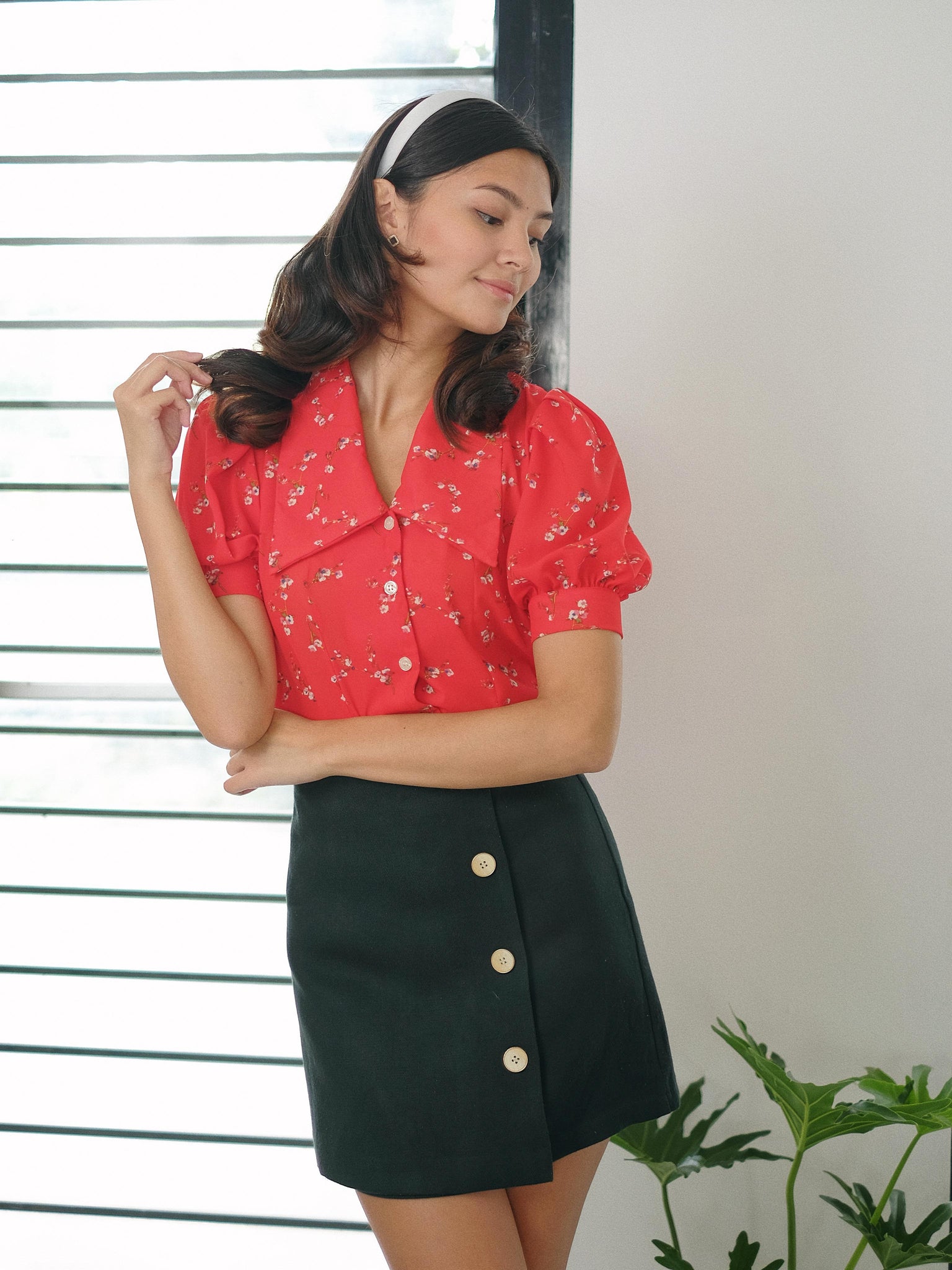 Belinda Top - scarlet floral