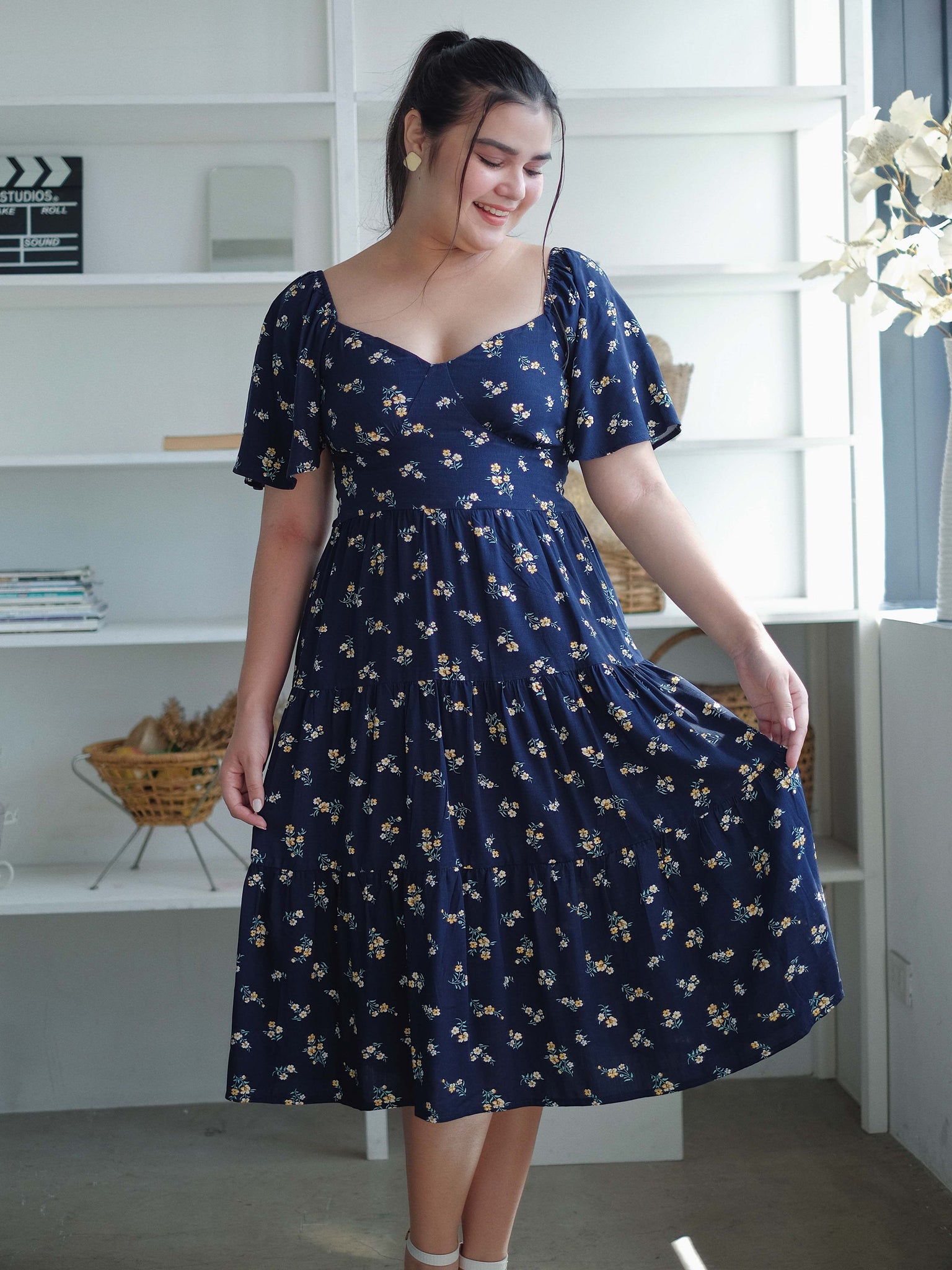 Barbara Midi dress - navy blue