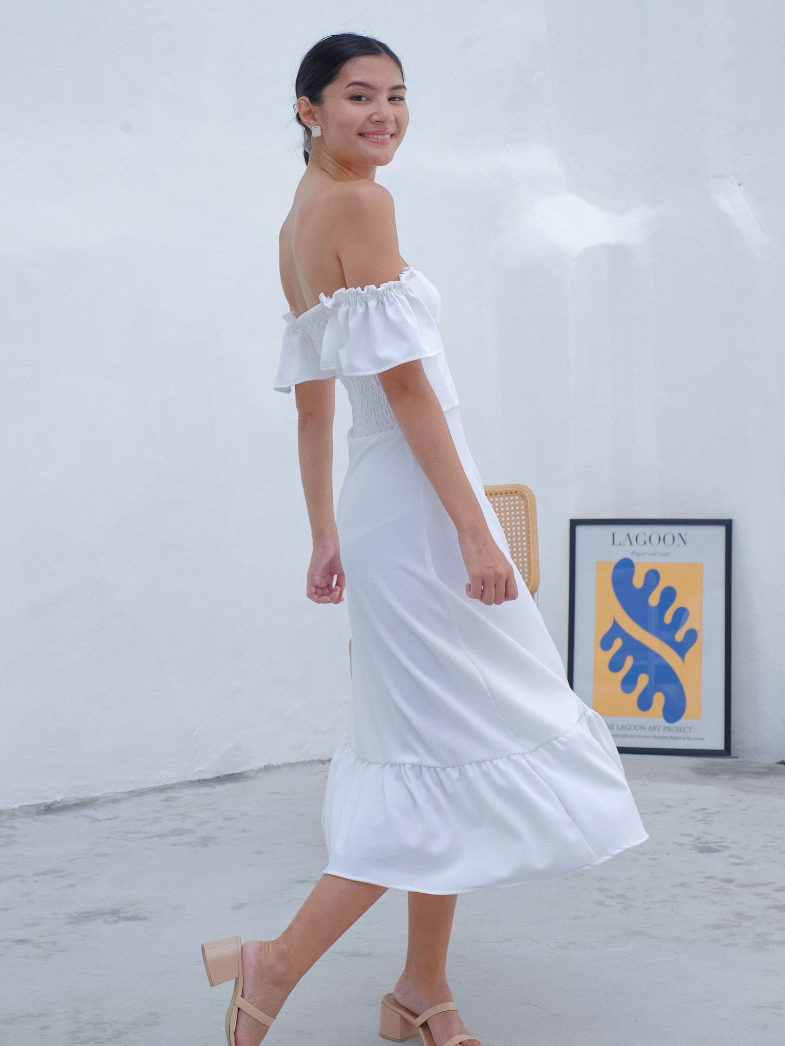 Avery Midi Dress - white dove