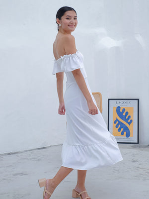 Avery Midi Dress - white dove