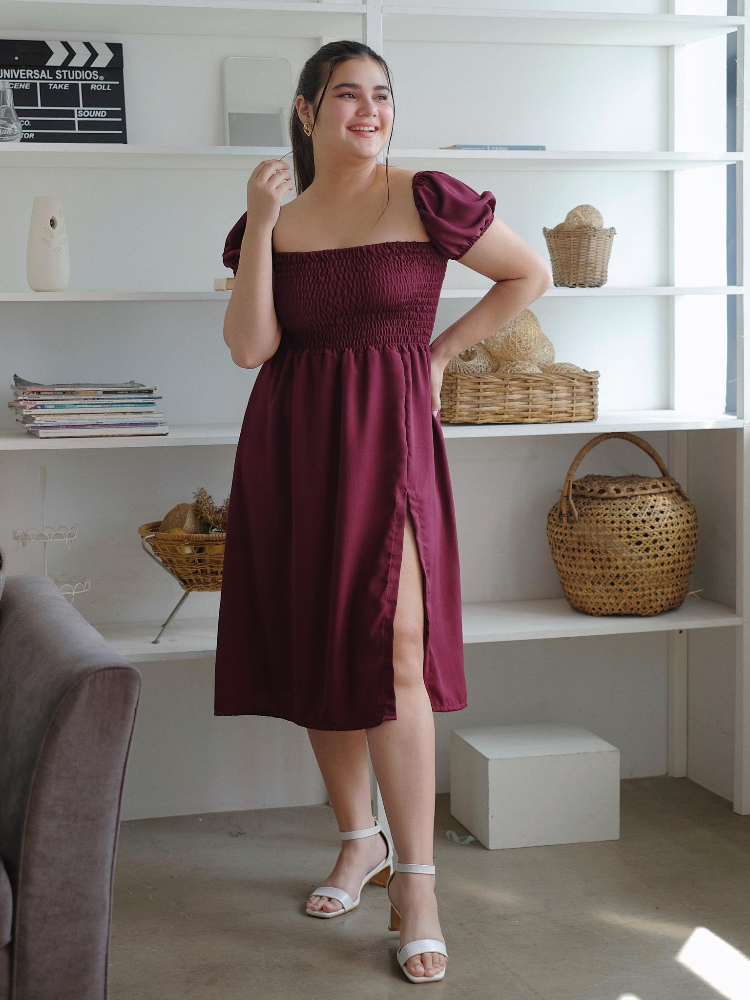 Mia knee length - Burgundy